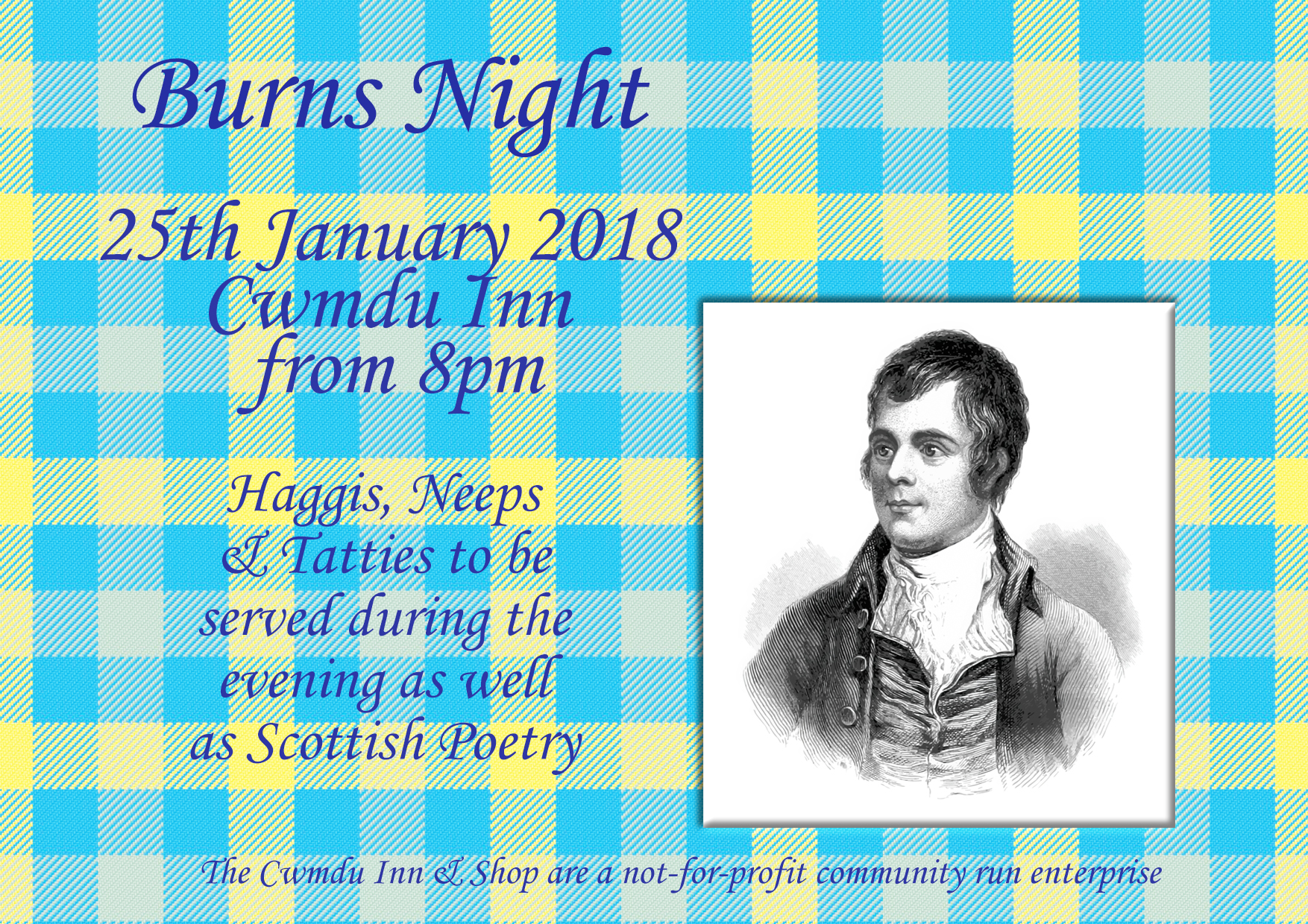 Details of 2018 Burns Night Supper at Cwmdu Inn