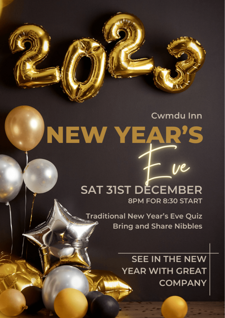 Details of New Years Eve at Cwmdu Inn